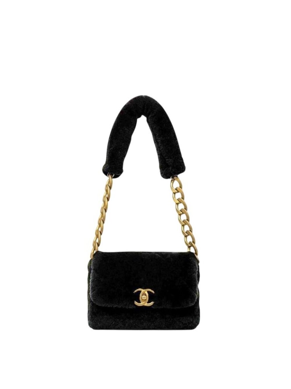 Chanel One Shoulder Bag Black Quilted 30